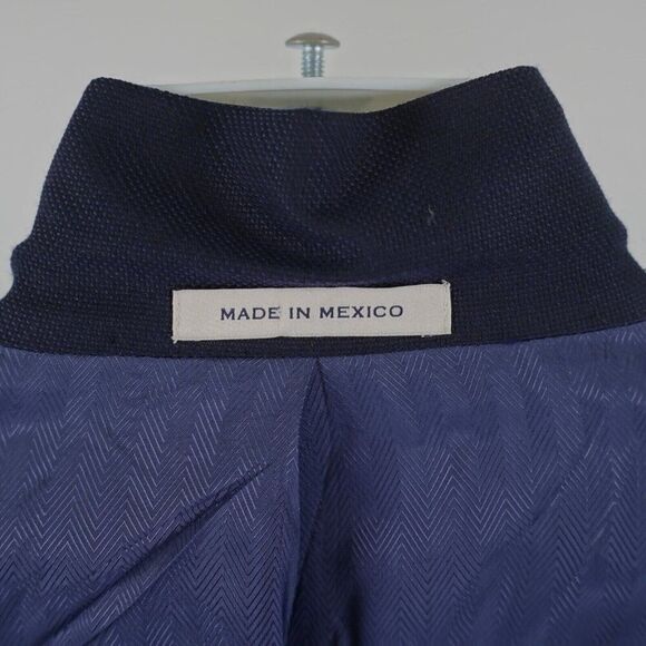 Joseph Abboud Reda Super 100s Wool Blue Basketweave 2 Silver Button Blazer 44S - Picture 13 of 14